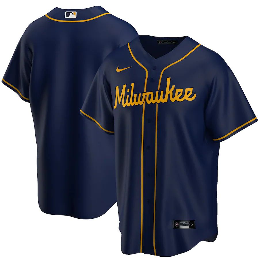 Mens Milwaukee Brewers Nike Navy Alternate Replica Team MLB Jerseys->milwaukee brewers->MLB Jersey